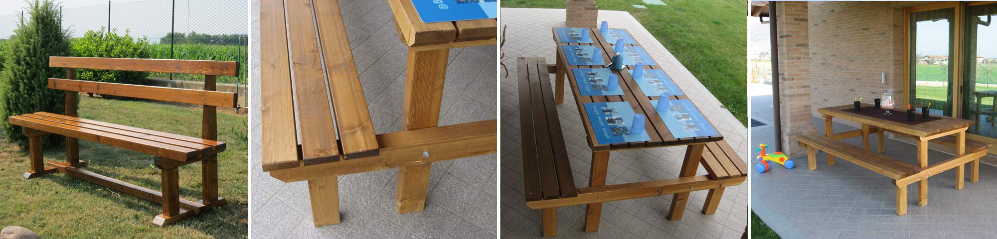 I nostri mobili da giardino in legno: panche e tavoli